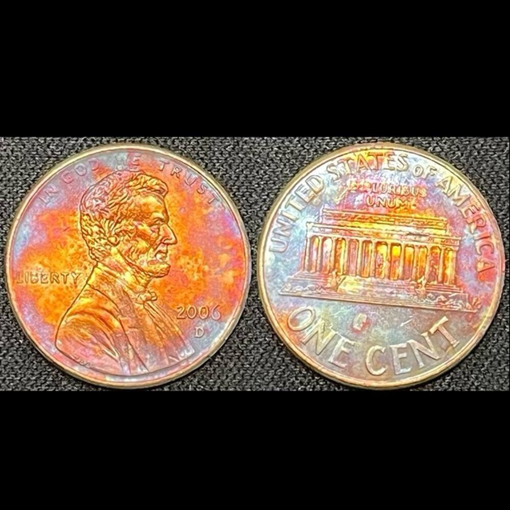 Lincoln One Cent 2006-D Synthesized Rainbow Toning Handmade Collection Coin #9